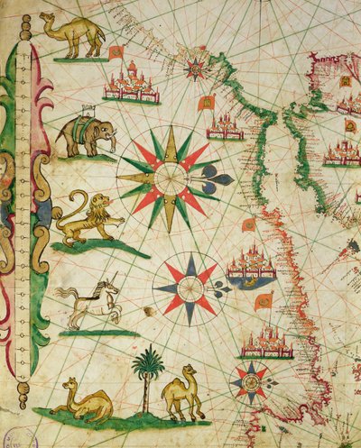 The North African Coast, from a nautical atlas, 1651 (detail) by Pietro Giovanni Prunes